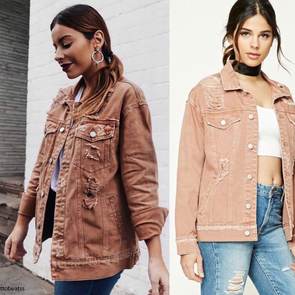 distressed denim jacket forever 21